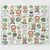 Tropisch Oerwoud Safari Wilde dieren Cadeaupapier (Vlak)