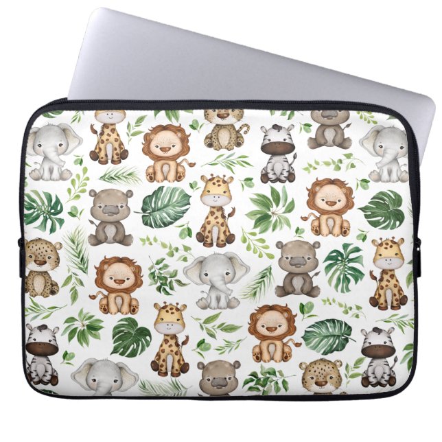 Tropisch Oerwoud Safari Wilde dieren Laptop Sleeve (Voorkant)