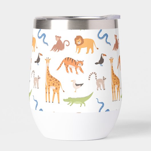 Tropisch Oerwoud Safari Wilde Dieren Patroon (Links)