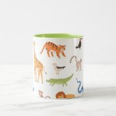 Tropisch Oerwoud Safari Wilde Dieren Patroon Tweekleurige Koffiemok (Center)