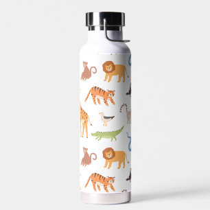 Tropisch Oerwoud Safari Wilde Dieren Patroon Waterfles