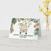 Tropisch Oerwoud Safaridieren Happy Birthday Kaart (Gele Bloem)