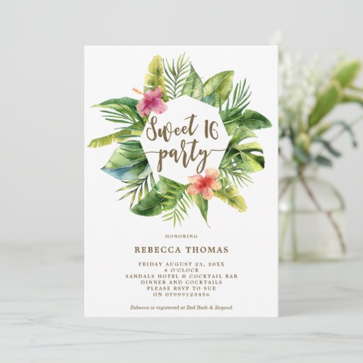 Tropisch oerwoud Sweet 16-partijuitnodiging Kaart (Staand voorkant)