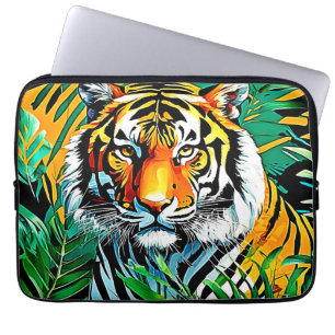 Tropisch Oerwoud Tiger Gaze Design Laptop Sleeve
