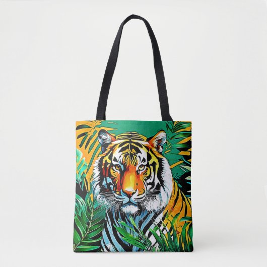 Tropisch Oerwoud Tiger Gaze Design Tote Bag (Voorkant)