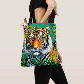 Tropisch Oerwoud Tiger Gaze Design Tote Bag (Dichtbij)