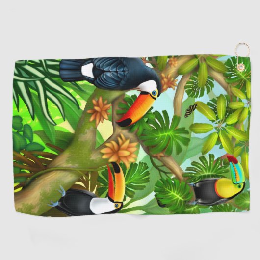 Tropisch Oerwoud Toucans Golfhanddoek (Horizontaal)
