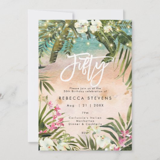 tropisch oerwoud uitnodiging voor 50 vijftig jaar (Voorkant)