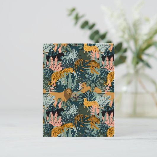 Tropisch Oerwoud van luipaard en tijger Briefkaart (Staand voorkant)