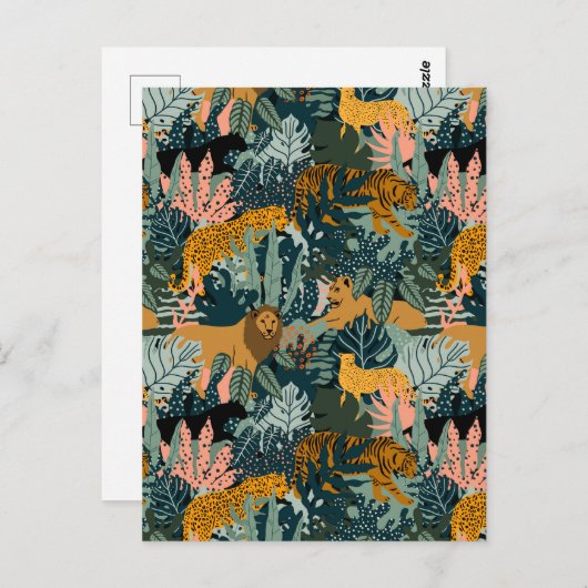Tropisch Oerwoud van luipaard en tijger Briefkaart (Voorkant / Achterkant)