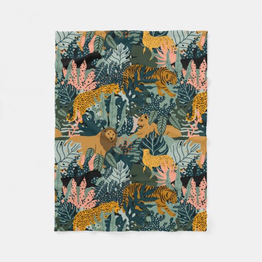Tropisch Oerwoud van luipaard en tijger Fleece Deken (Voorkant)