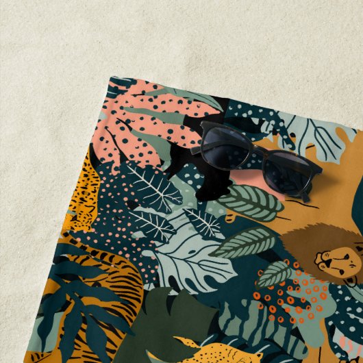 Tropisch Oerwoud van luipaard en tijger Strandlaken (In situ)