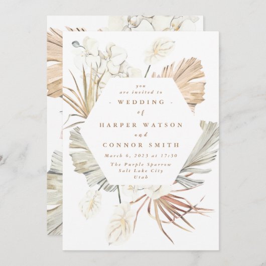 Tropisch Oerwoud van witte pampas gedroogd gras Kaart (Voorkant / Achterkant)