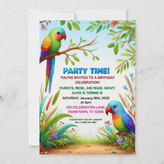 Tropisch Oerwoud Verjaardagsfeest Uitnodiging voor (Voorkant)