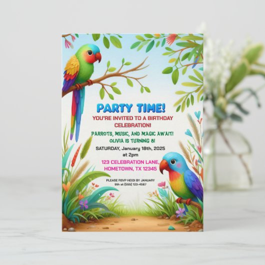 Tropisch Oerwoud Verjaardagsfeest Uitnodiging voor (Staand voorkant)
