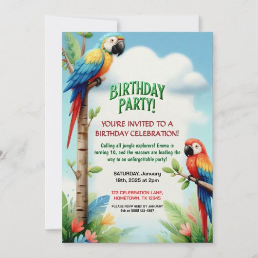 Tropisch Oerwoud Verjaardagsfeest Uitnodiging voor (Voorkant)