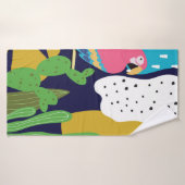 Tropisch oerwoud verlaat achtergrond met papegaaie badhanddoek (Badhanddoek)