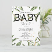 tropisch oerwoud verlaat baby shower-uitnodiging kaart (Staand voorkant)