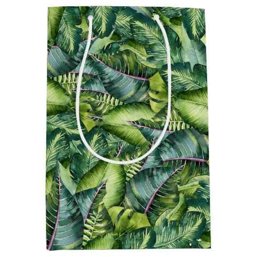 Tropisch Oerwoud verlaat botanisch verjaardagsfees Medium Cadeauzakje (Voorkant)