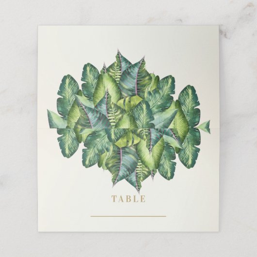 Tropisch Oerwoud verlaat botanische trouwtafel Plaatskaartje (Buitenkant ongevouwen)
