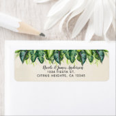 Tropisch Oerwoud verlaat botanische zomerbruiloft Etiket (Insitu)