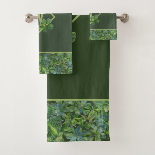 Tropisch Oerwoud verlaat Monogram Badhanddoek Set Bad Handdoek (Insitu)