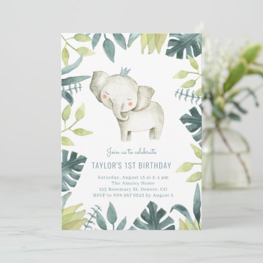 Tropisch Oerwoud vorige dag Baby Elephant Prince Kaart (Staand voorkant)