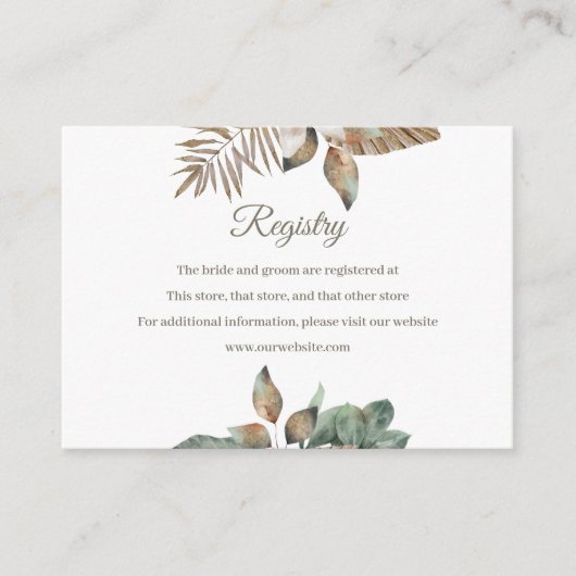 Tropisch Oerwoud Vrijgezellenfeest Registry Kaart (Voorkant)