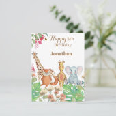Tropisch oerwoud wild één safari verjaardagskaart (Staand voorkant)