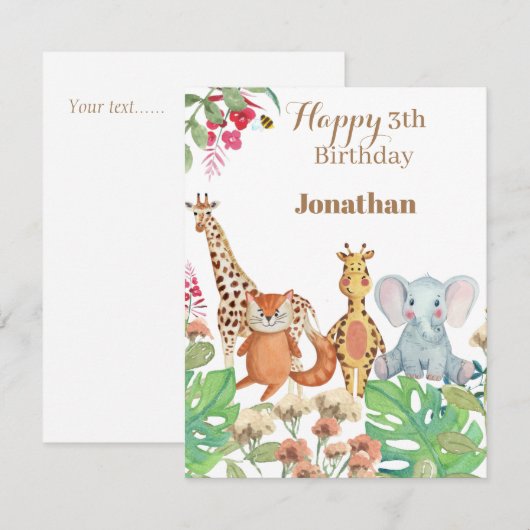 Tropisch oerwoud wild één safari verjaardagskaart (Voorkant / Achterkant)