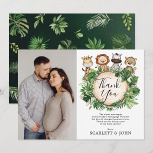Tropisch Oerwoud Wilde Dieren Baby shower Foto Bedankkaart