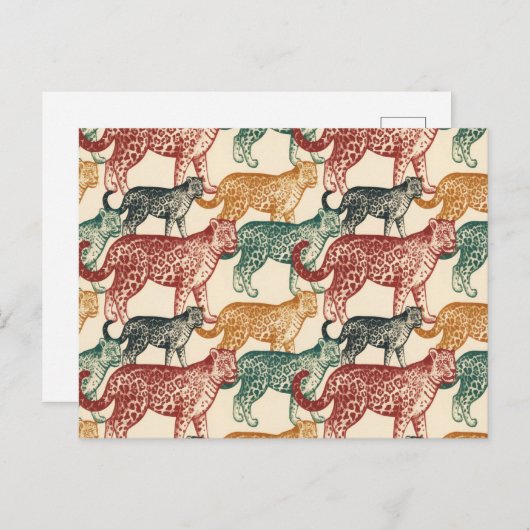 tropisch Oerwoud Wilde Stalking Leopard Aankondigingskaart (Voorkant / Achterkant)