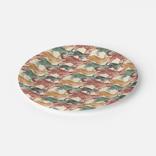  tropisch Oerwoud Wilde Stalking Leopard Papieren Bordje (Gekanteld)