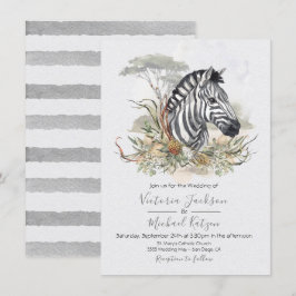 Tropisch Oerwoud Zebra Huwelijksuitnodigingen Kaart