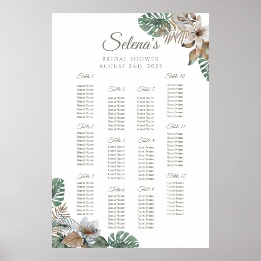 Tropisch Oerwoud Zitting Grafiek | Elegante douche Poster (Voorkant)