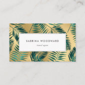 Tropisch oliepatroon Blauwgroen goud Visitekaartje (Voorkant)
