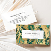 Tropisch oliepatroon Blauwgroen goud Visitekaartje