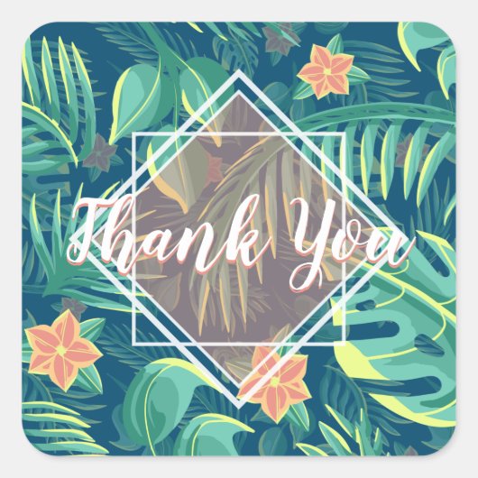 Tropisch oliepatroon op maat vierkante sticker (Voorkant)