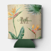 Tropisch olievalk Floral Monogram Script Gold Blikjeskoeler (Achterkant)