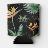 Tropisch olievalk Monogram Script Gold Black Blikjeskoeler (Voorkant)