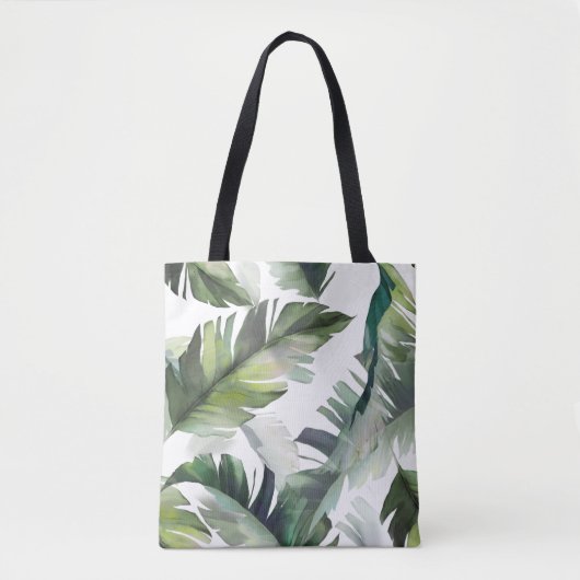 Tropisch olievlek groen en wit patroon tote bag (Voorkant)