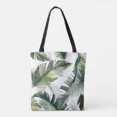 Tropisch olievlek groen en wit patroon tote bag (Achterkant)