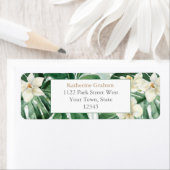 Tropisch olievlek groen en wit terugkeeradres etiket (Insitu)