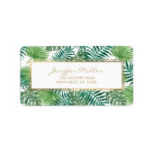 Tropisch olievlekken flespatroon met botanische bl etiket (Voorkant)