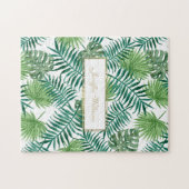 Tropisch olievlekken flespatroon met botanische bl legpuzzel (Horizontaal)