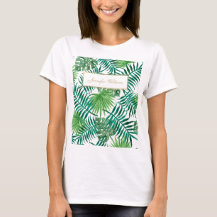Tropisch olievlekken flespatroon met botanische bl t-shirt