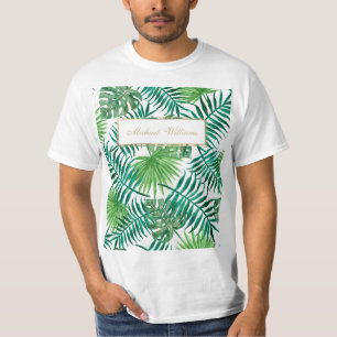 Tropisch olievlekken flespatroon met botanische bl t-shirt