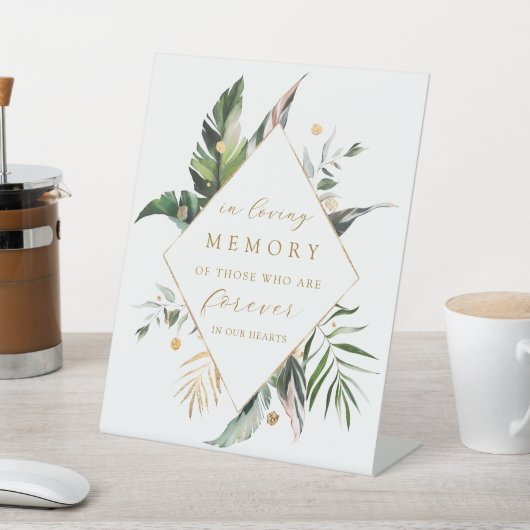 Tropisch olievoud-goudweduwen in liefdevol geheuge reclamebord met voetstuk (Insitu)