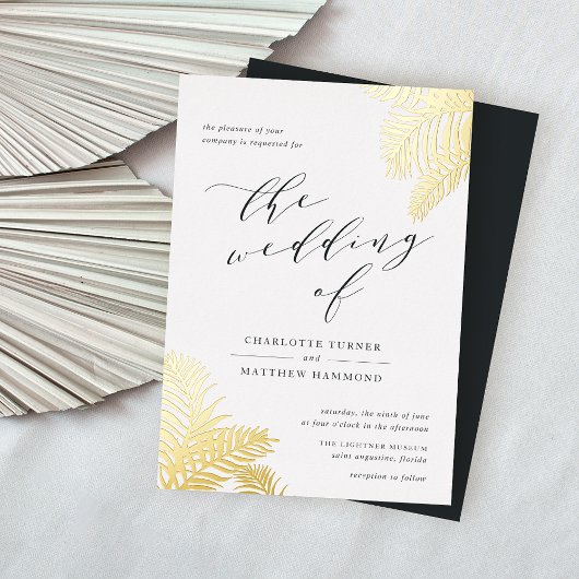 Tropisch olievraaggoud folie uitnodiging