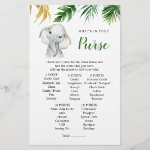 Tropisch Olifant Boy Baby shower Purse Game